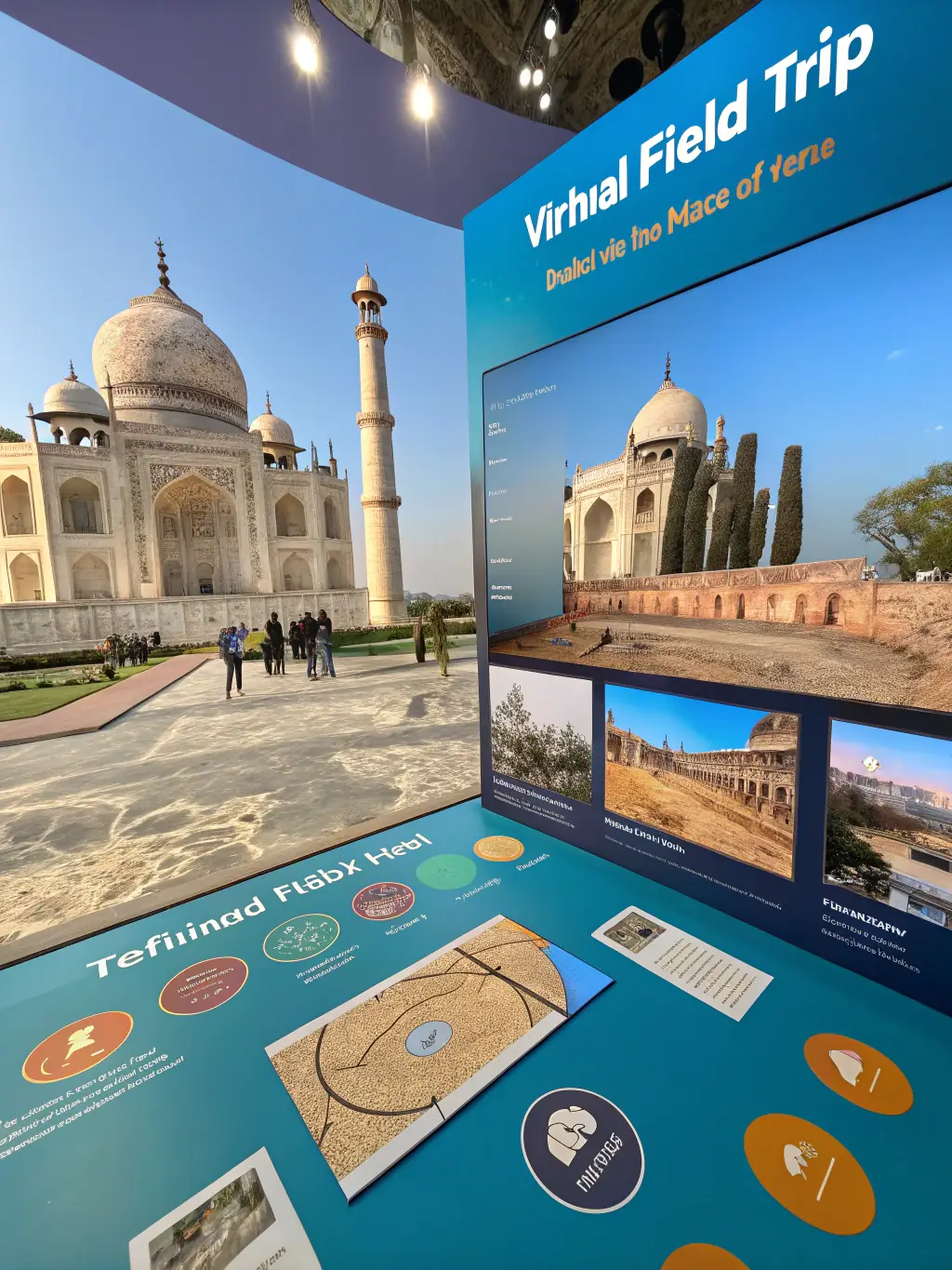 A digital rendering of a new exhibit being planned for the Saintes Amphitheatre, showcasing interactive displays and historical artifacts.